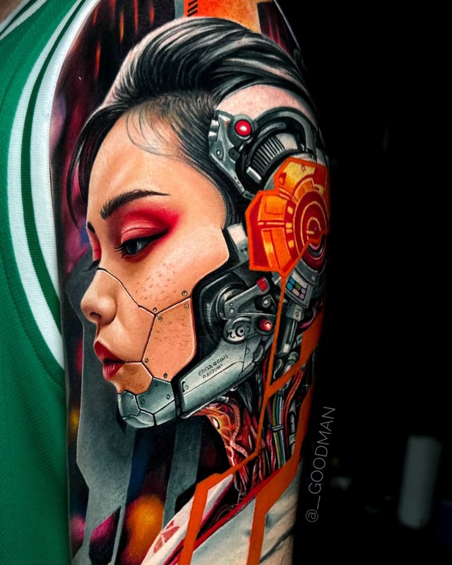 Siberpunk geyşa – renkli realizm dövme, Alex Goodman, InkBlaze Ankara