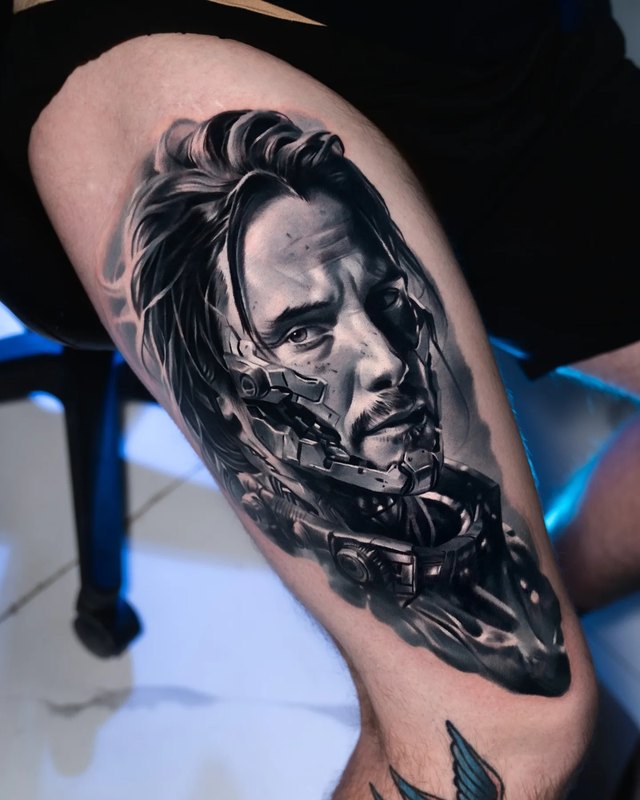 Erkek portresi – siyah-gri realizm dövme, Sergey (RS Tattoo), InkBlaze Ankara